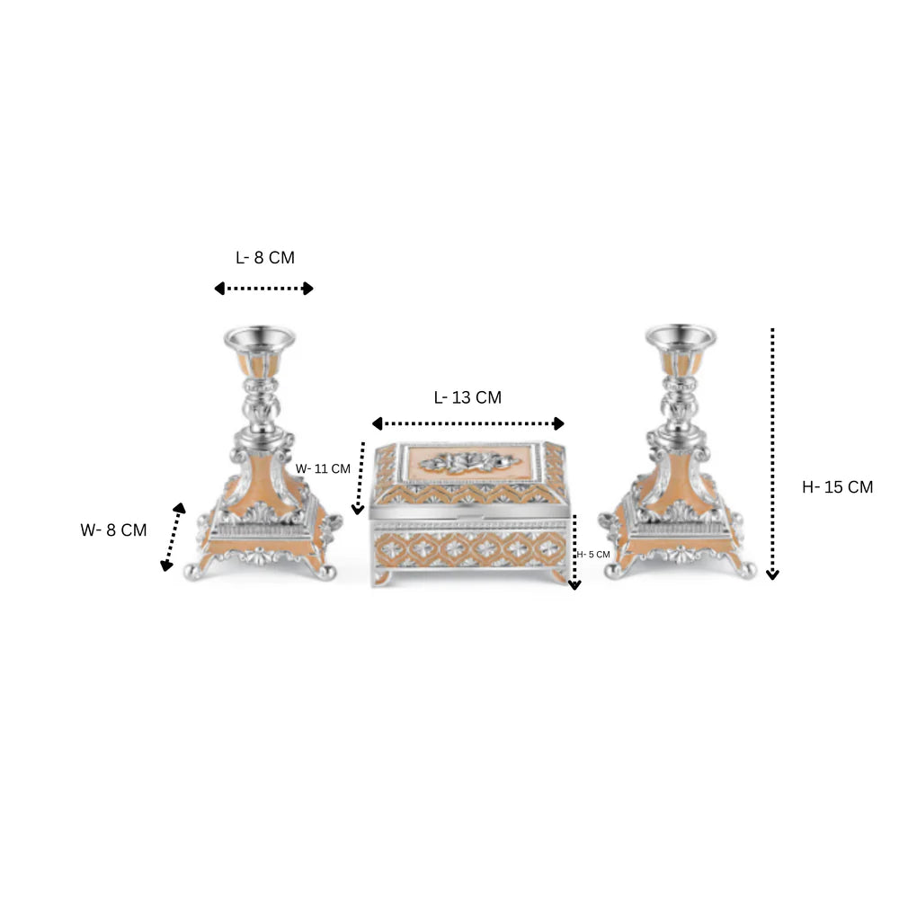 Set of 2 Candle stand + jewellery box