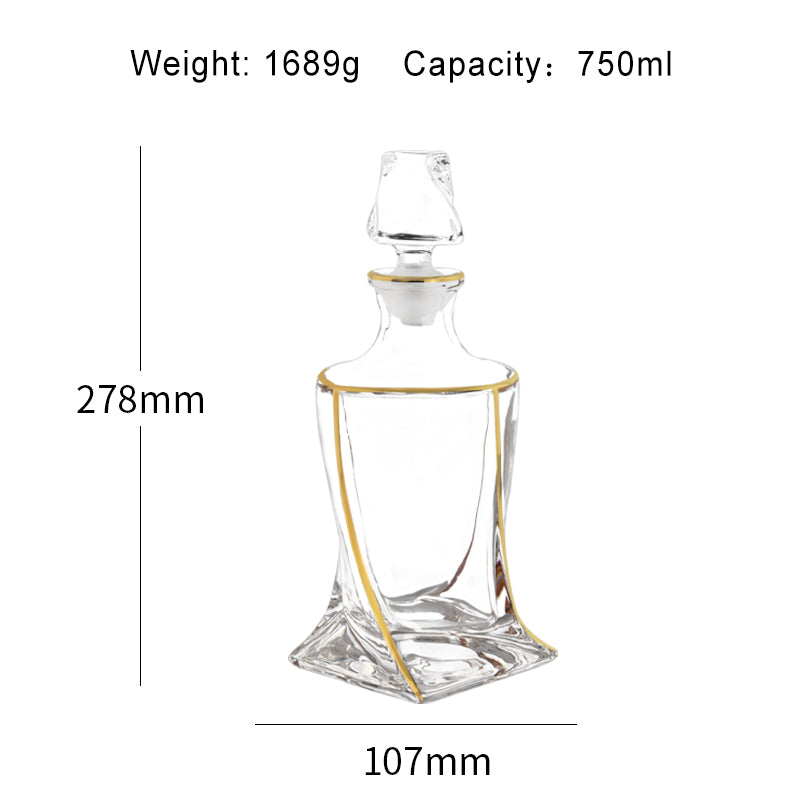 Twisted Whiskey Glasses Set of 6 With Decanter