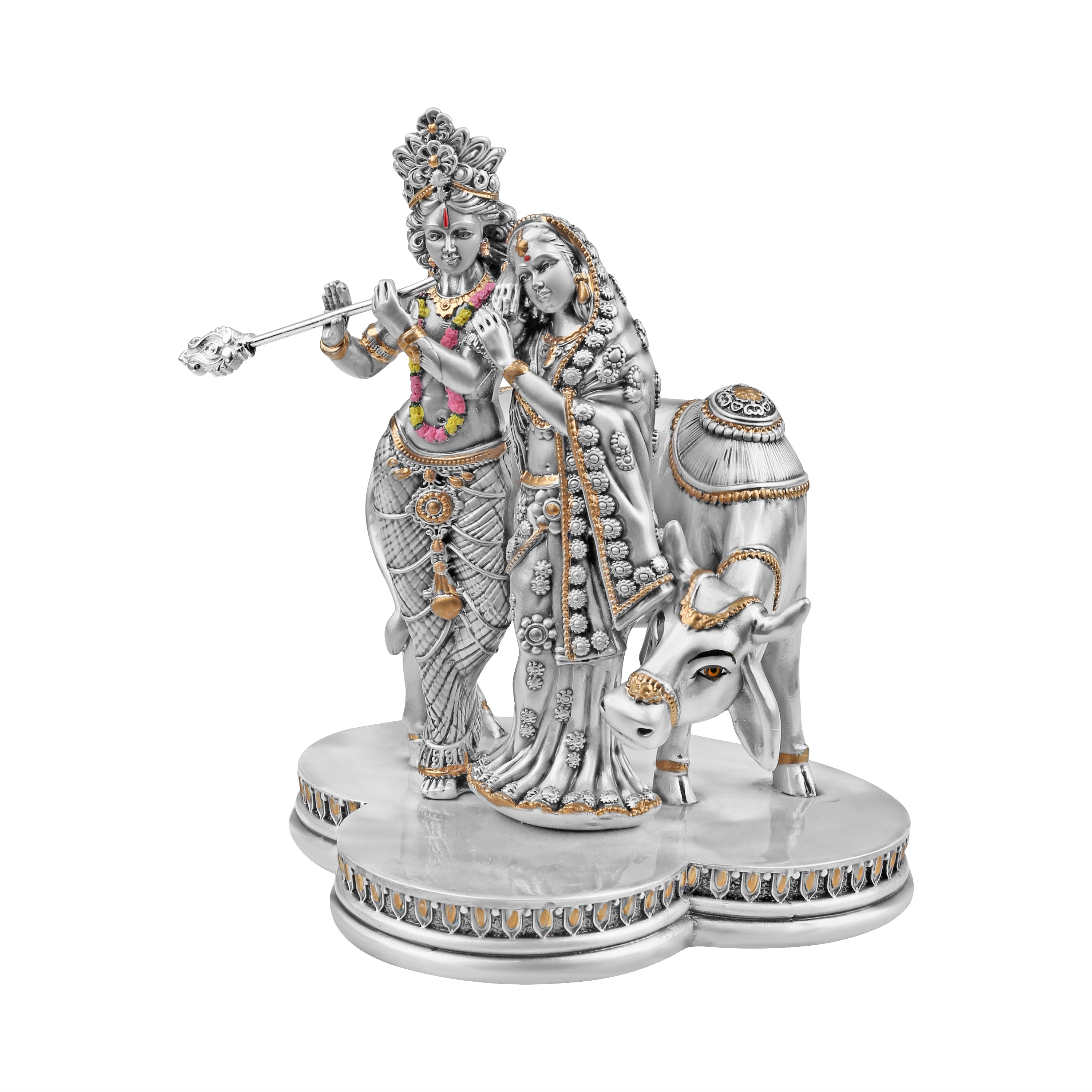 Radha Krishna with Cow Decorative Idol (H- 15 cm )