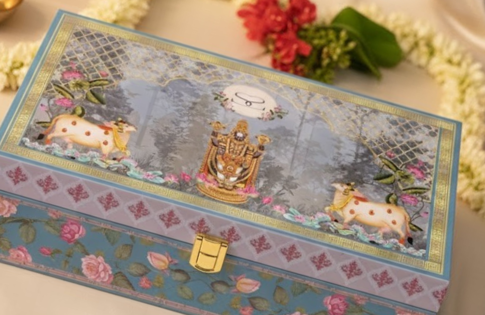 Traditional Pichwai-Inspired Sacred Keepsake Box with Floral Motifs