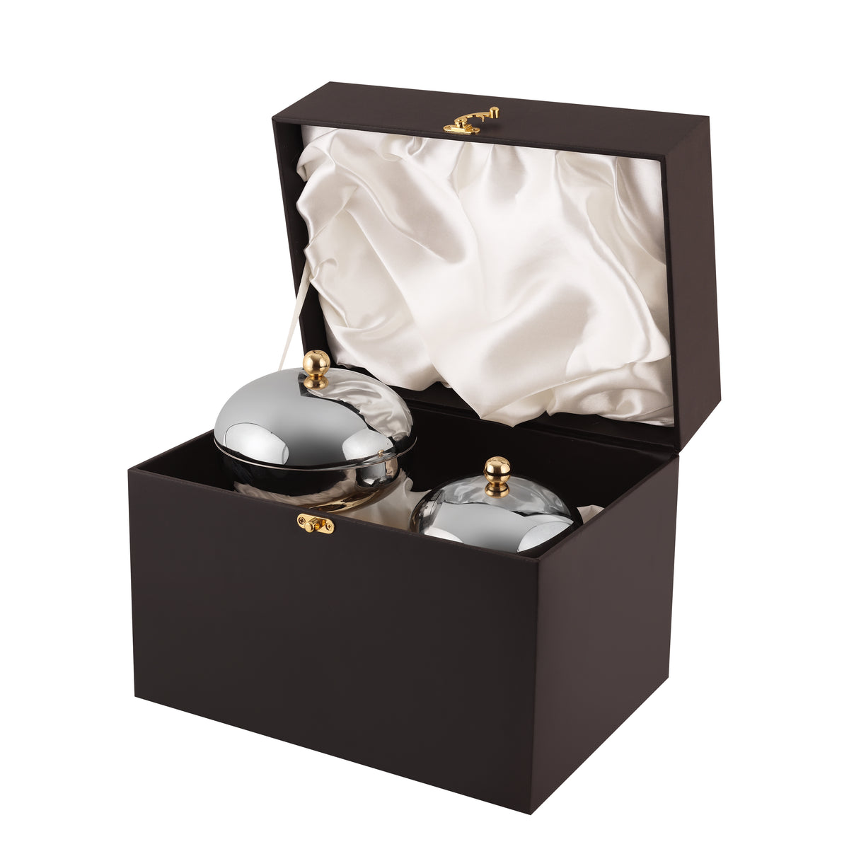 Opulent Twin Covered Serving Bowl Set with Tray