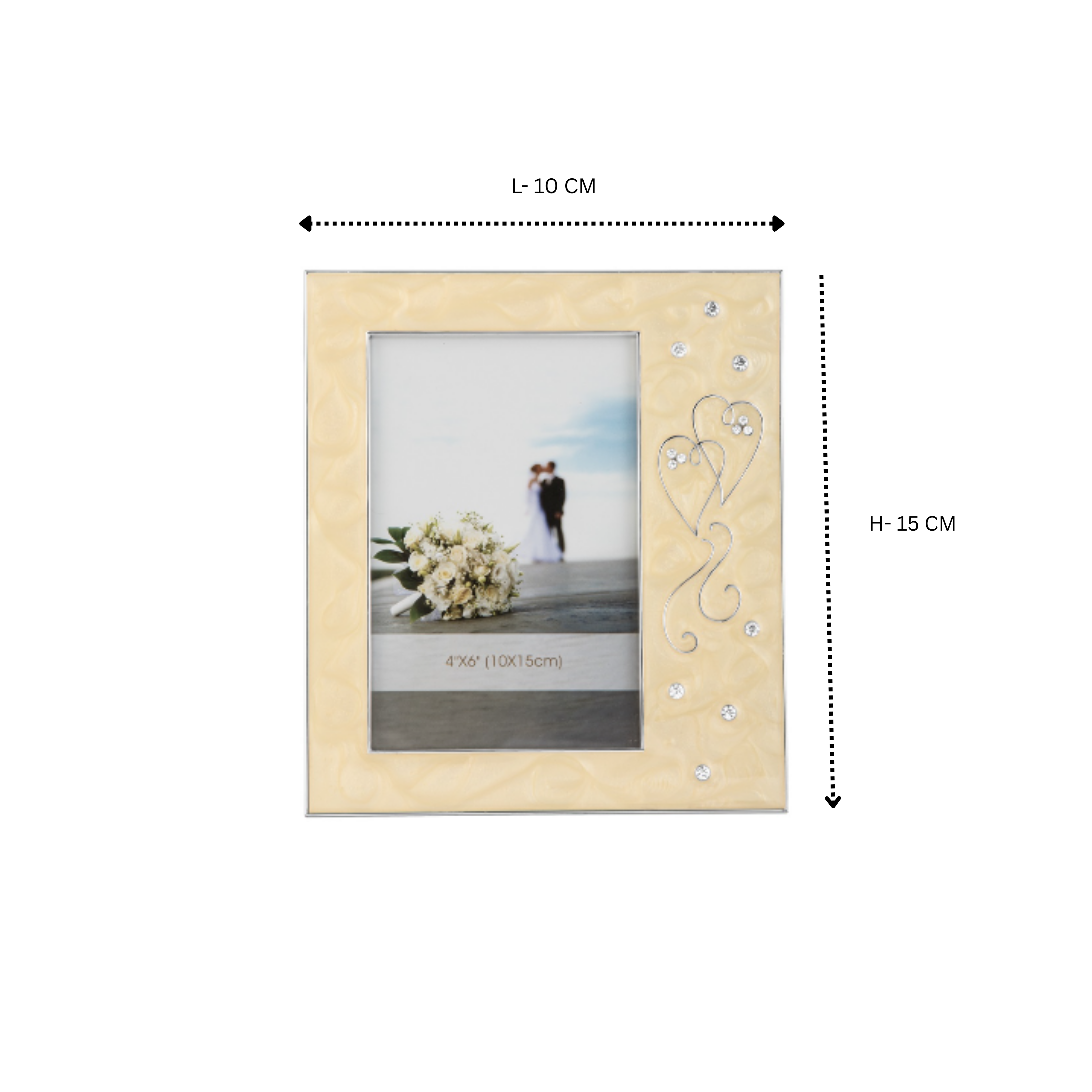 Double Hearts Photo frame Medium- White