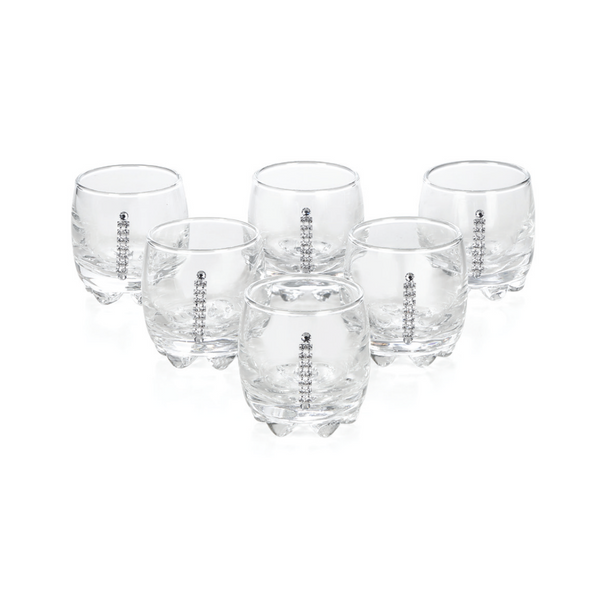 Set of 6 Swarovski Jeweled Vodka Shooter Glasses CLEAR