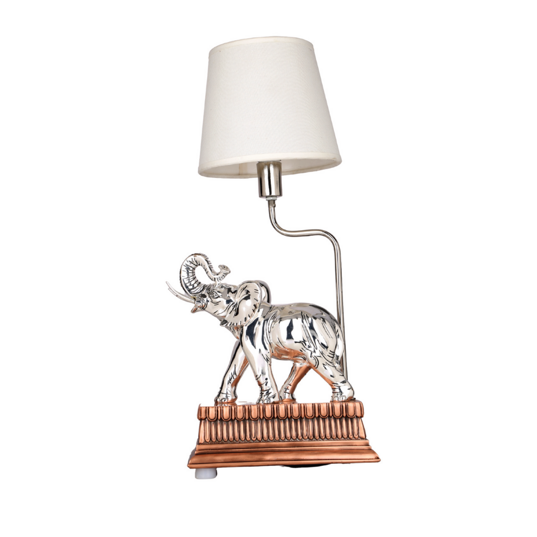 Silver Elephant Table Lamp with Elegant Shade (H-56CM)