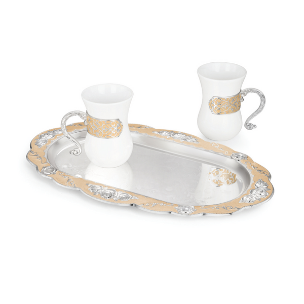 Oval Tray With 2 Mugs