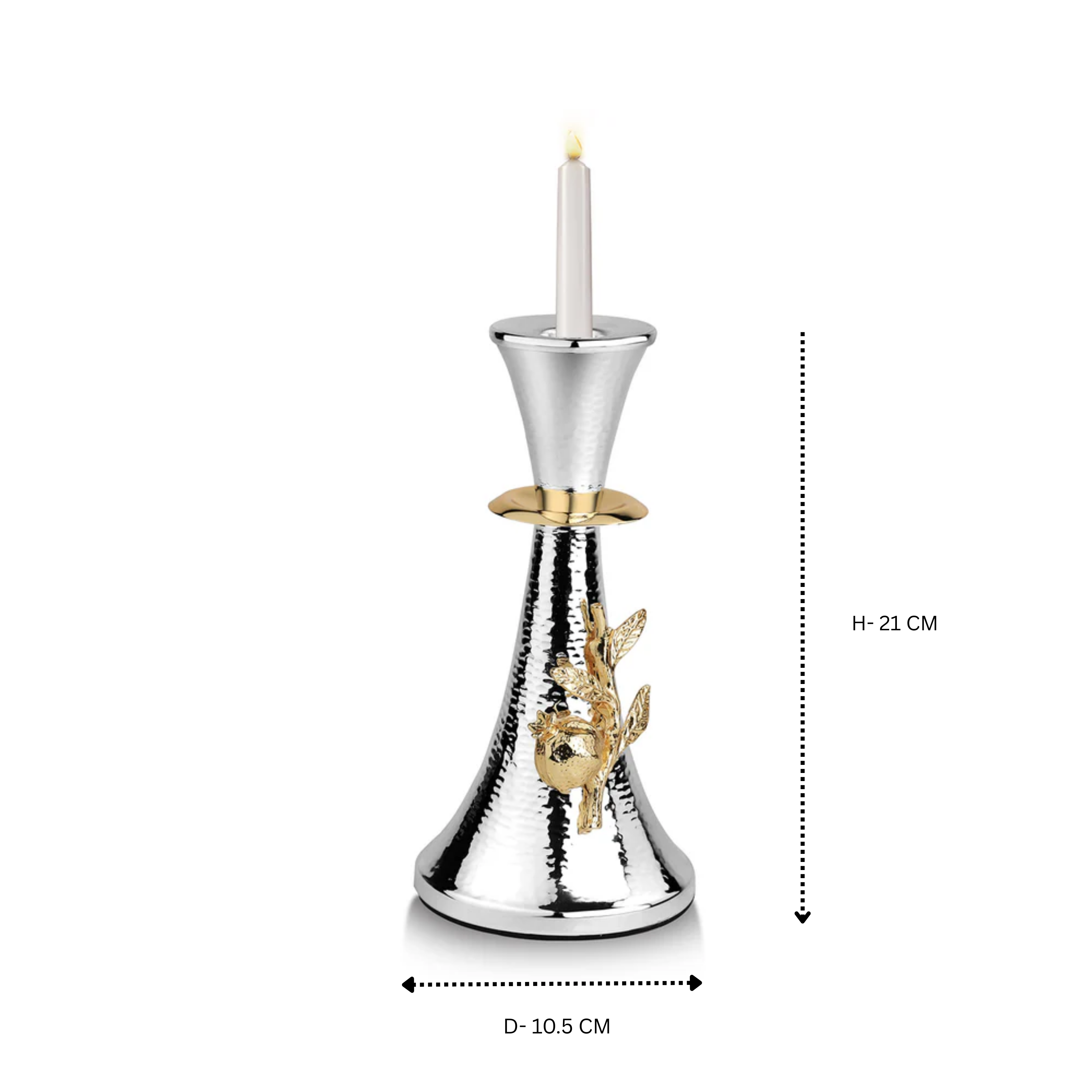 Candle Stand with Gold Flower - Gold