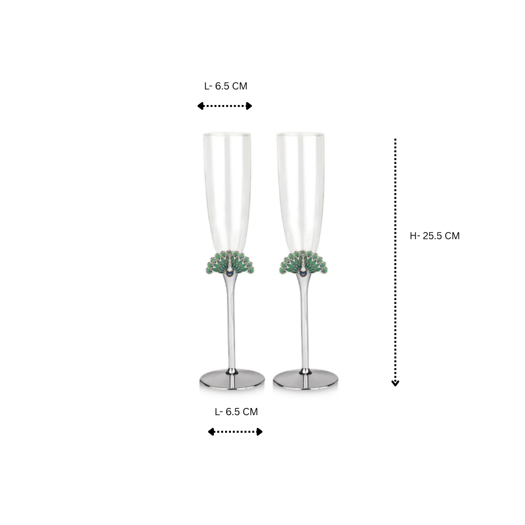 Set of 2 Peacock Glasses with Tray