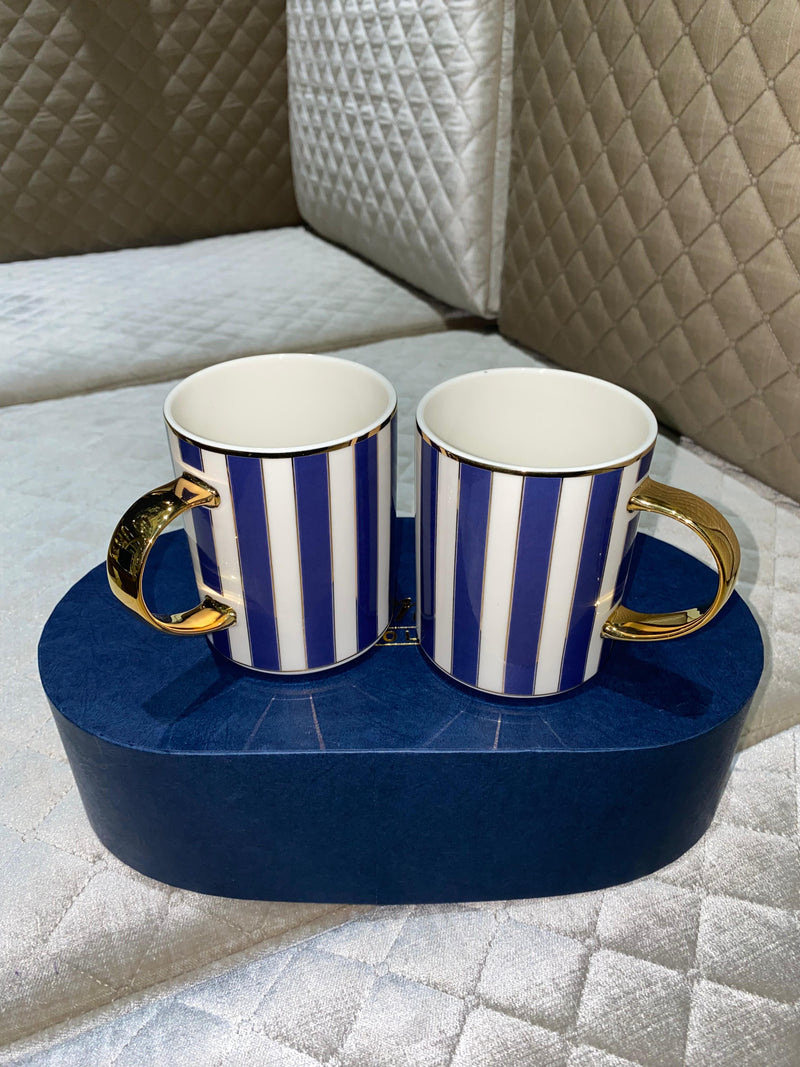 SET Of 2 MUG ROYAL BLUE SIGNATURE PORCELAIN