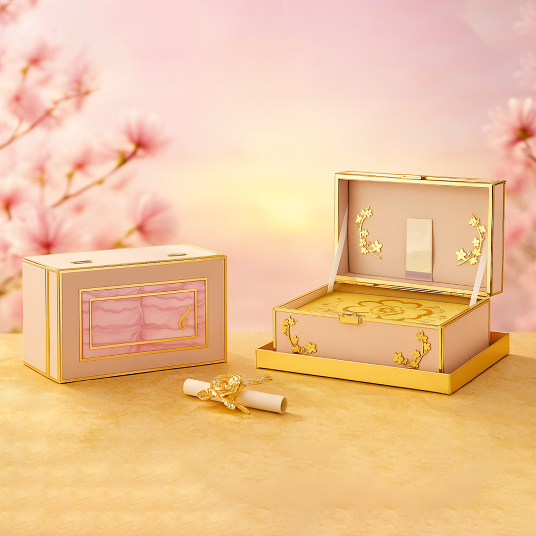 Luxurious Pink & Gold Invitation Box Set