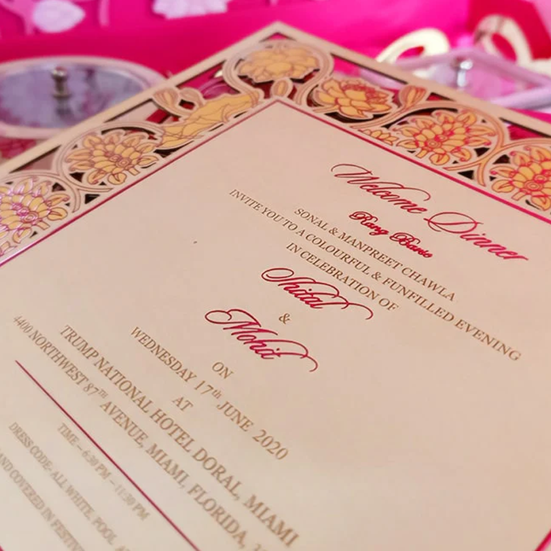 Floral Pink Wedding Luxury Invitation with Sweet Jars