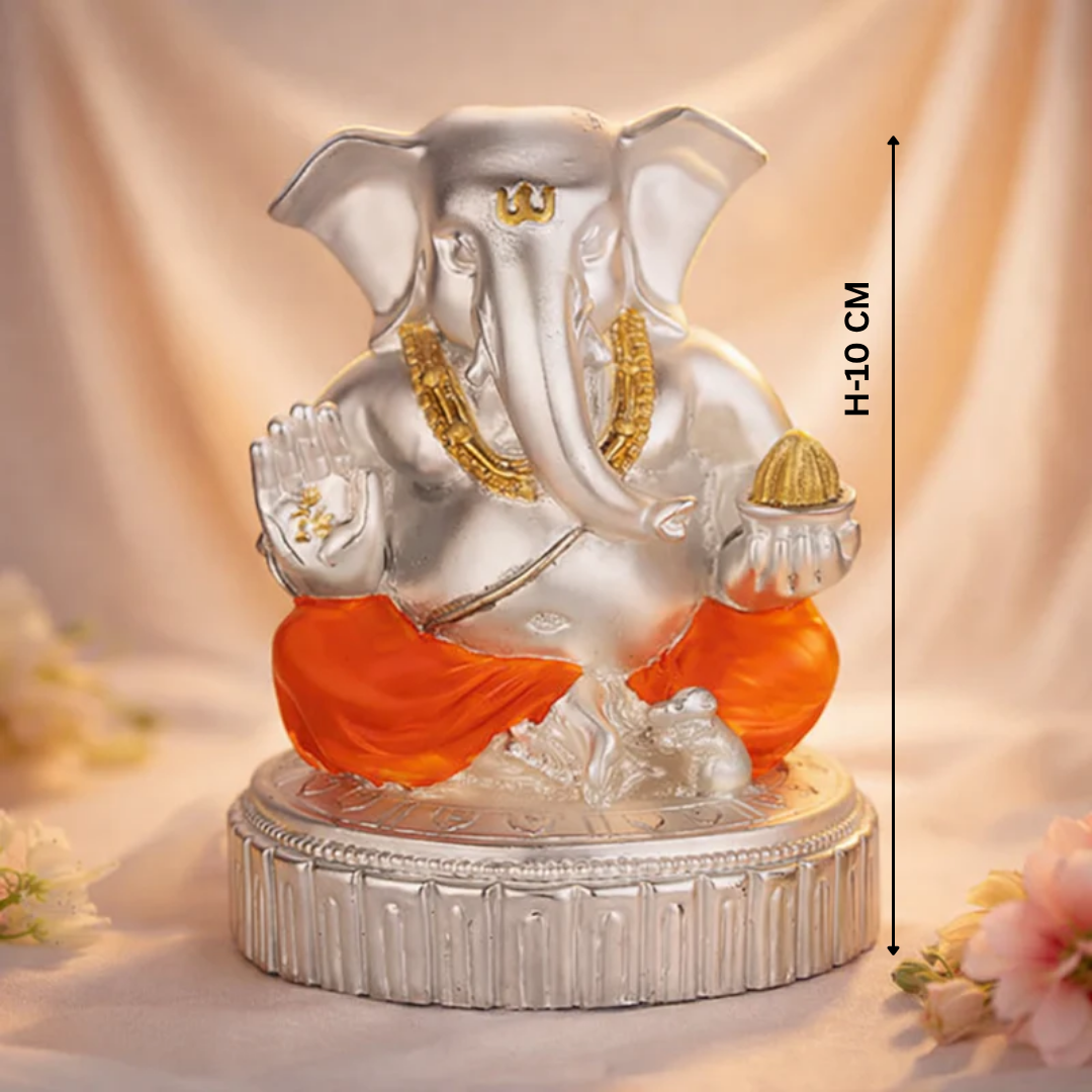 Ganpati Bappa Silver Idol with Modak