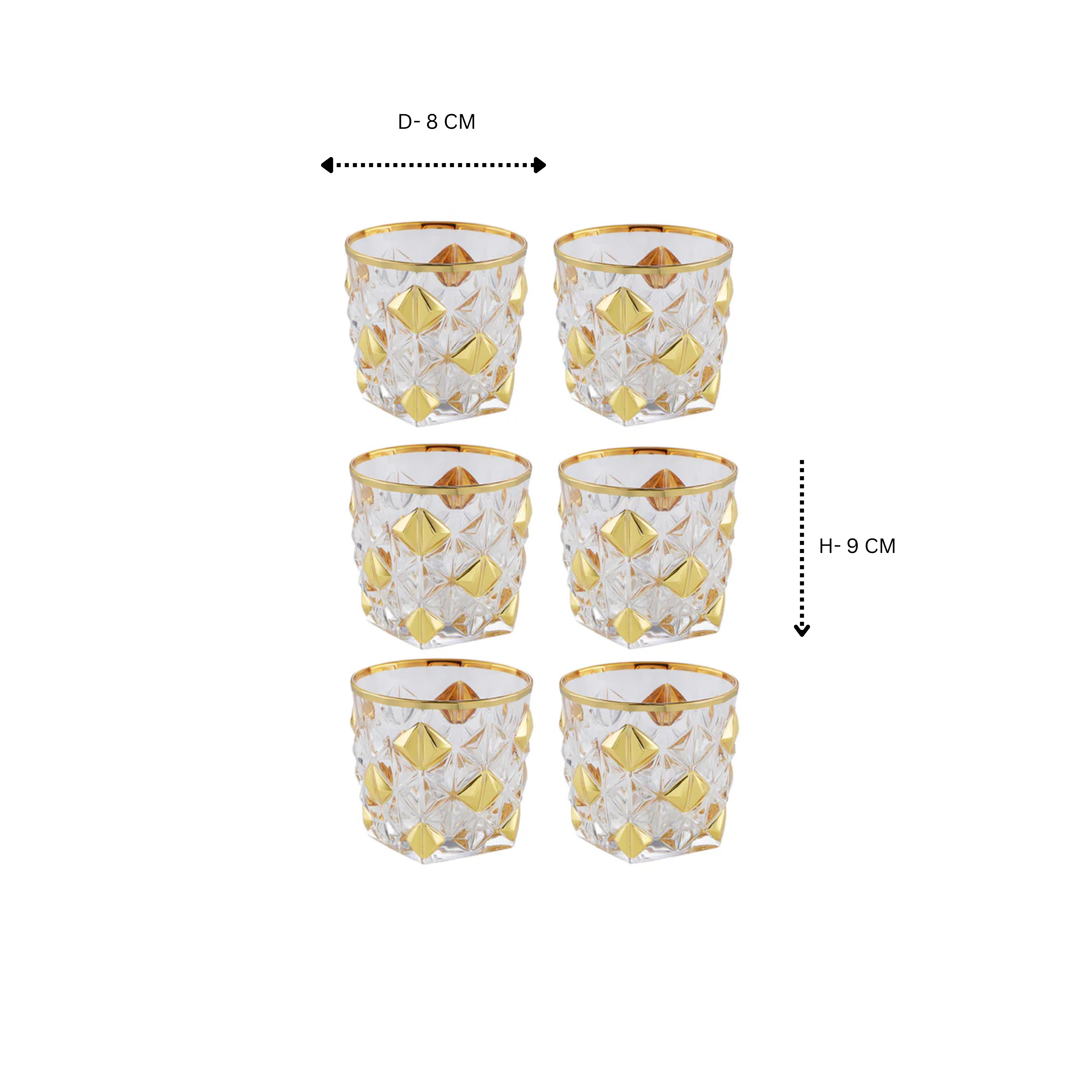 Whisky glasses Gold - Set of 6