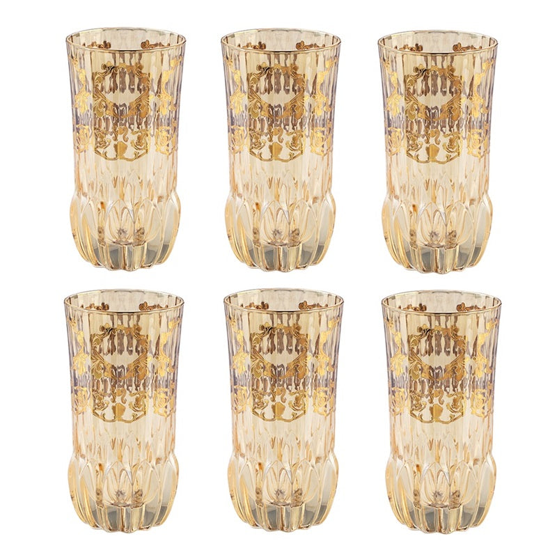 Set of 6 water glasses - Amber gold