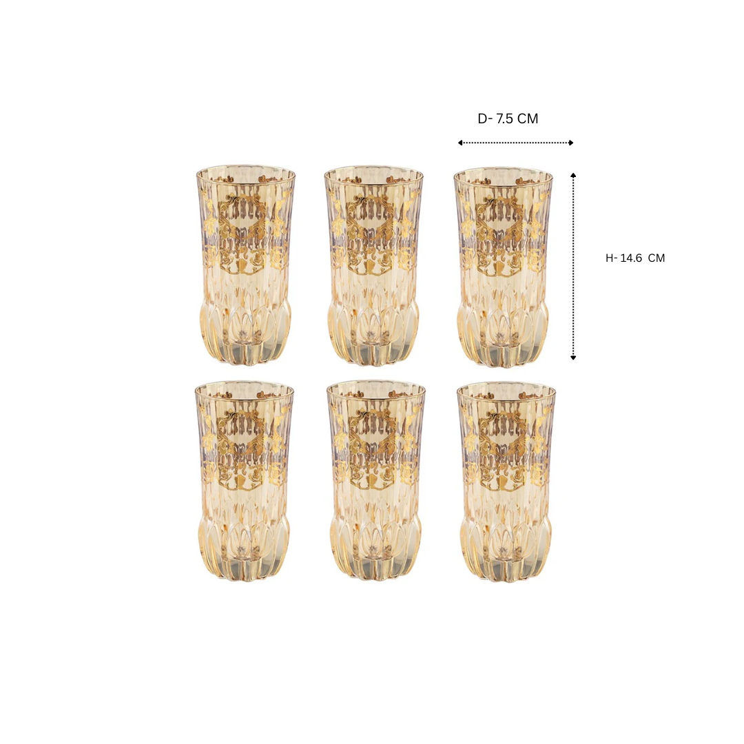 Set of 6 water glasses - Amber gold