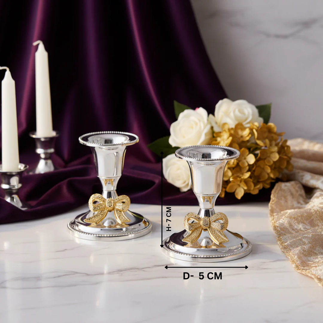 Bow Design Tea Light Dual Tone- Set of 2