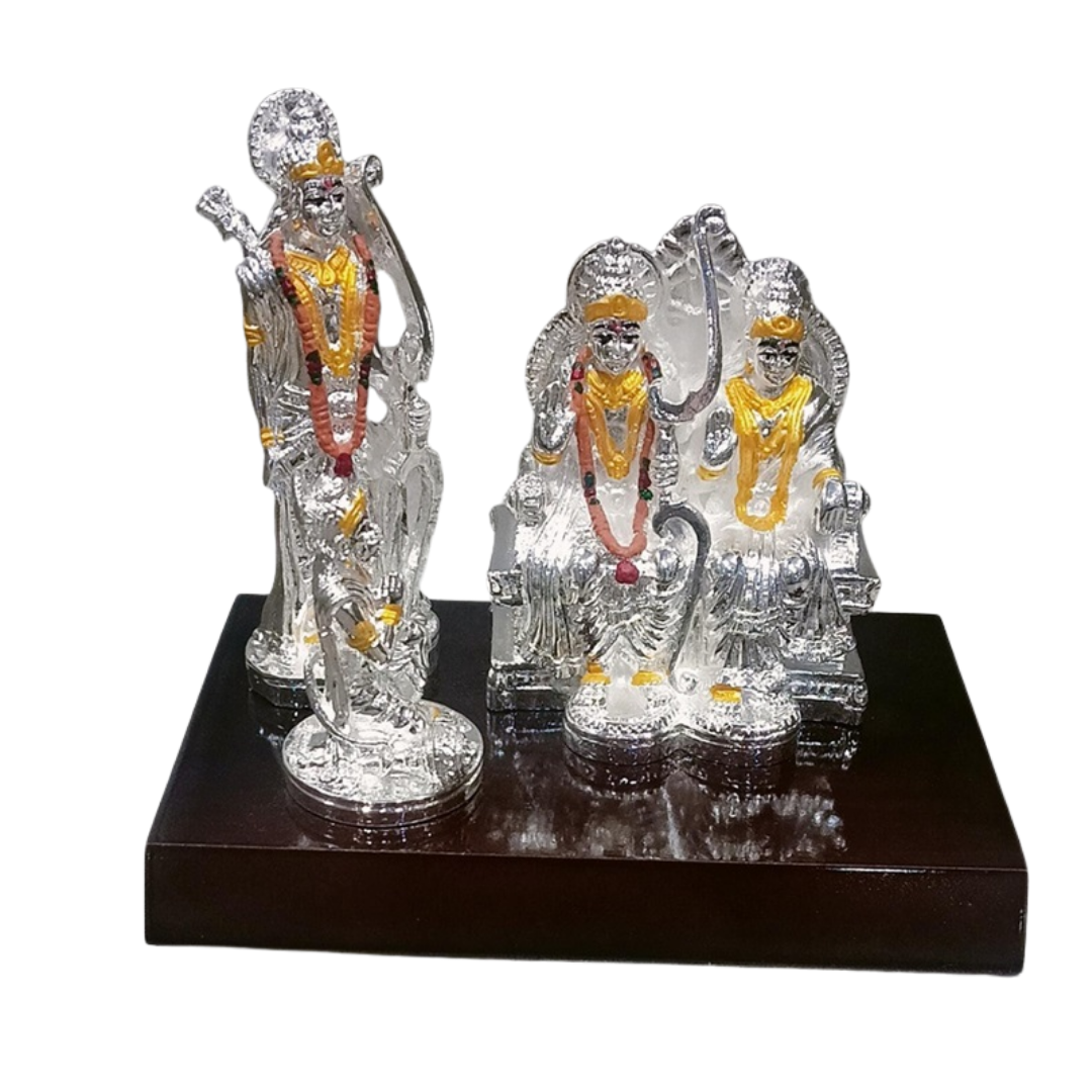 Ram Darbar With Wooden Base Silver