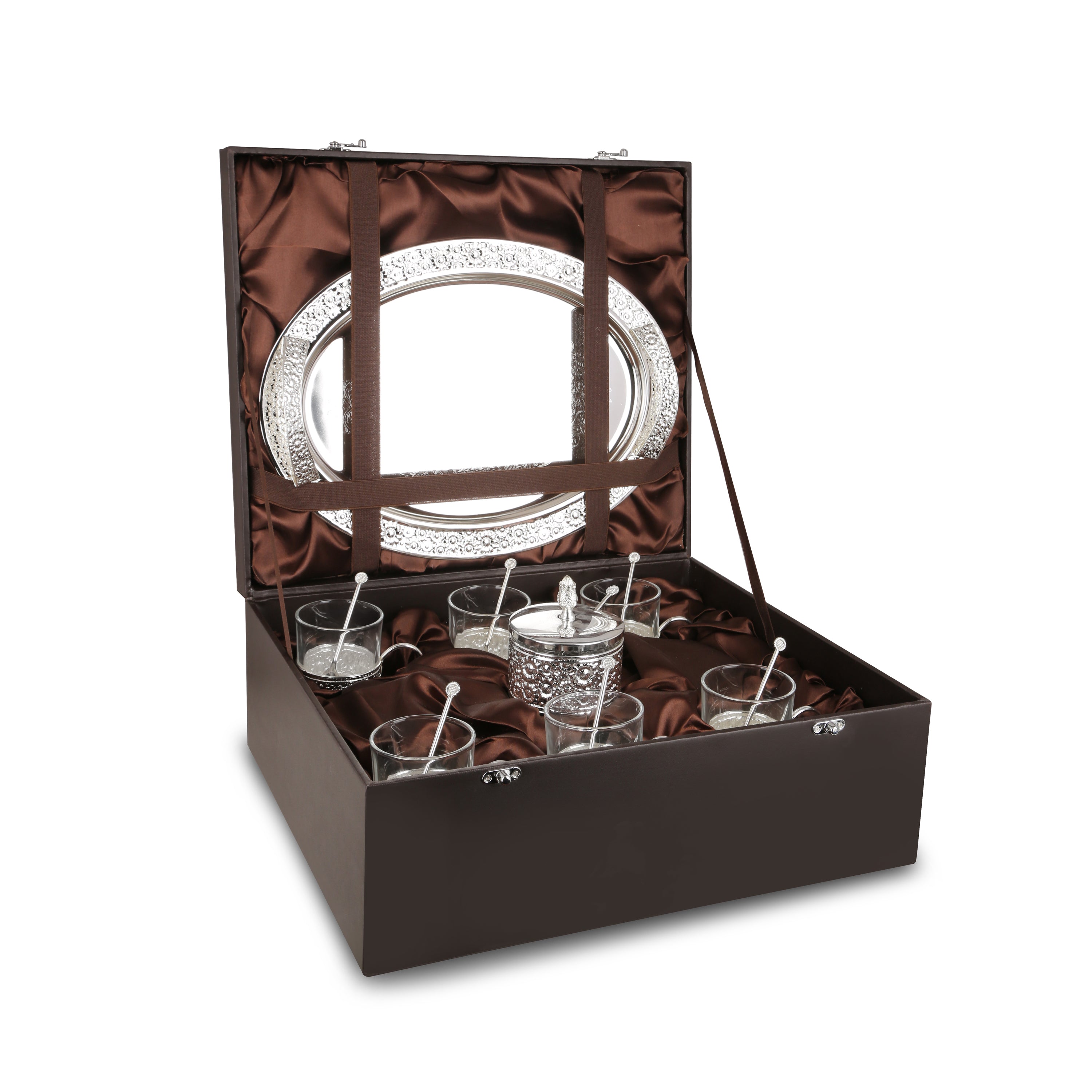 Kawa Set-Flower Design Silver