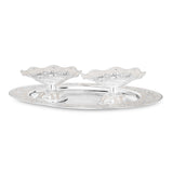 oval tray with set of 2 galvanic platter White