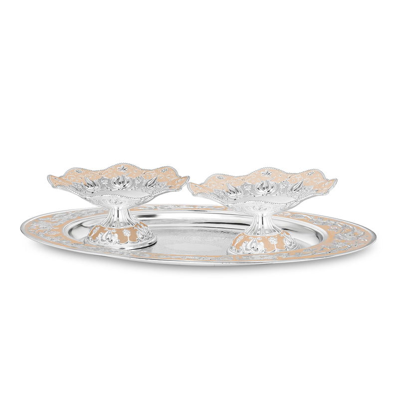 oval tray with set of 2 galvanic platter Peach