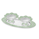 oval tray with set of 2 galvanic platter green