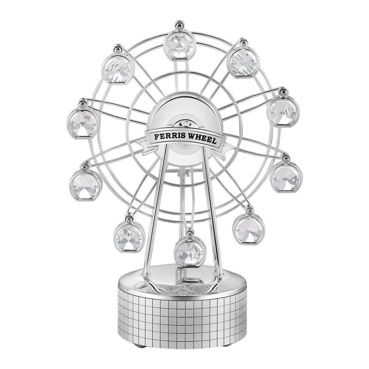 Ferris Wheel Musical Box Silver Clear Crystal