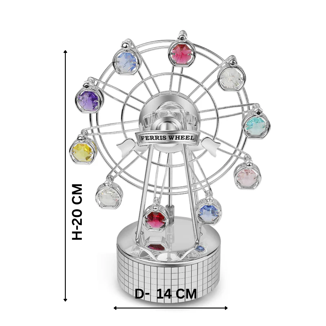 Ferris Wheel Musical Box Silver Colored Crystal