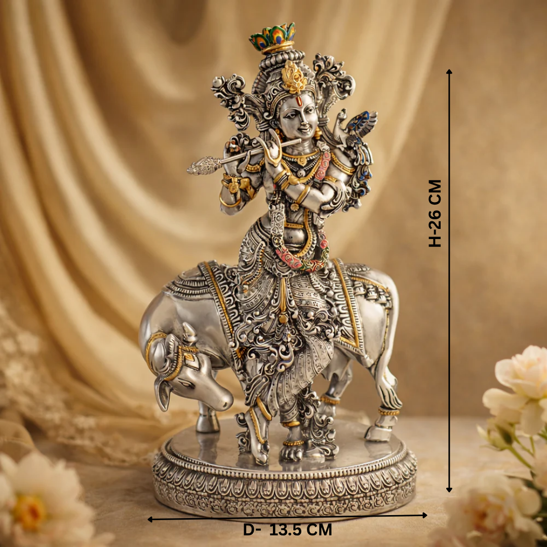 Krishna with Cow Flute Idol