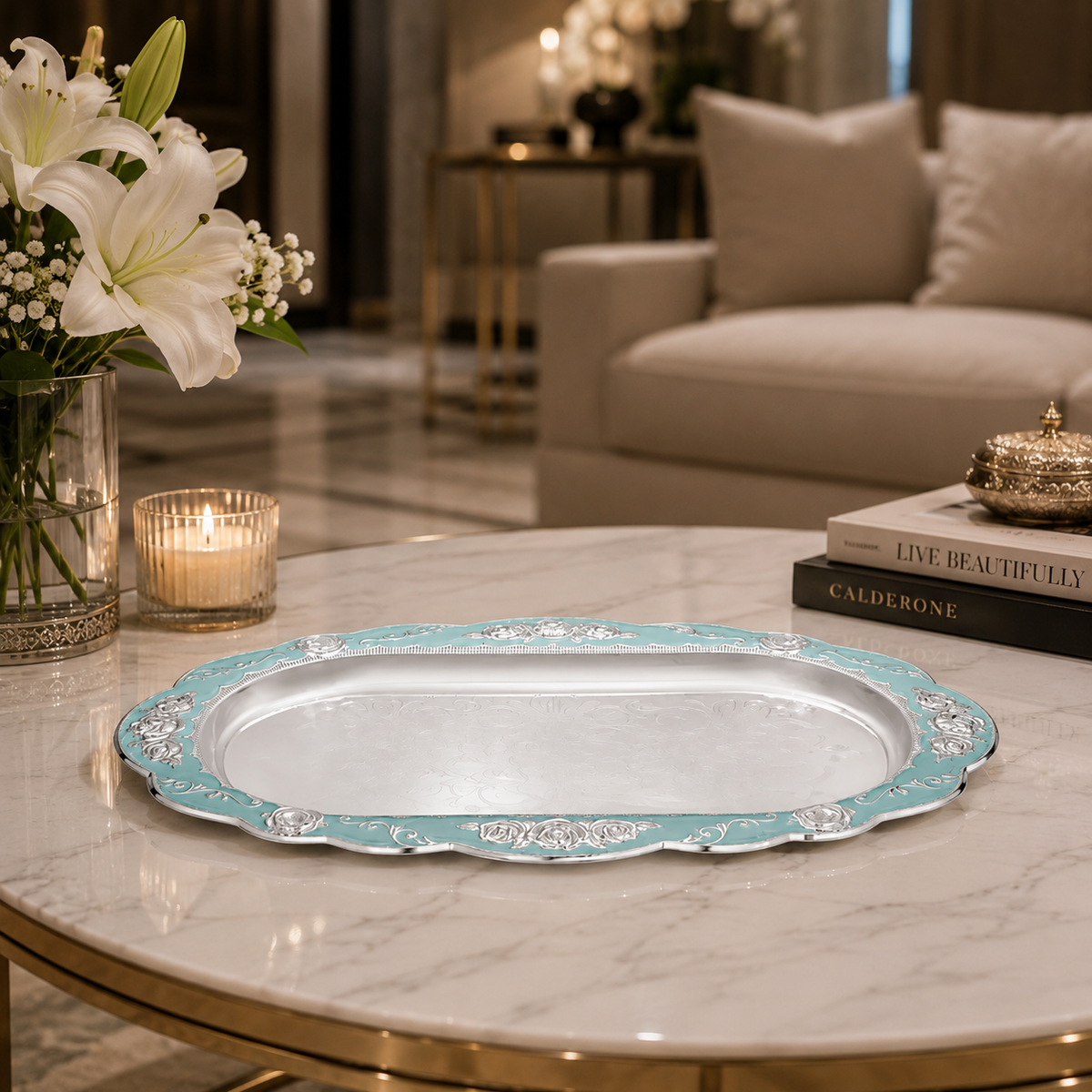Peacock Oval Tray