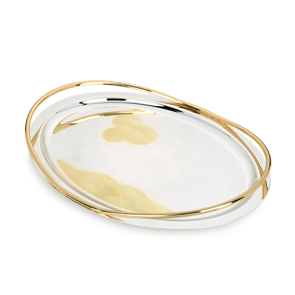 Intricate Design Oval Tray with Handle