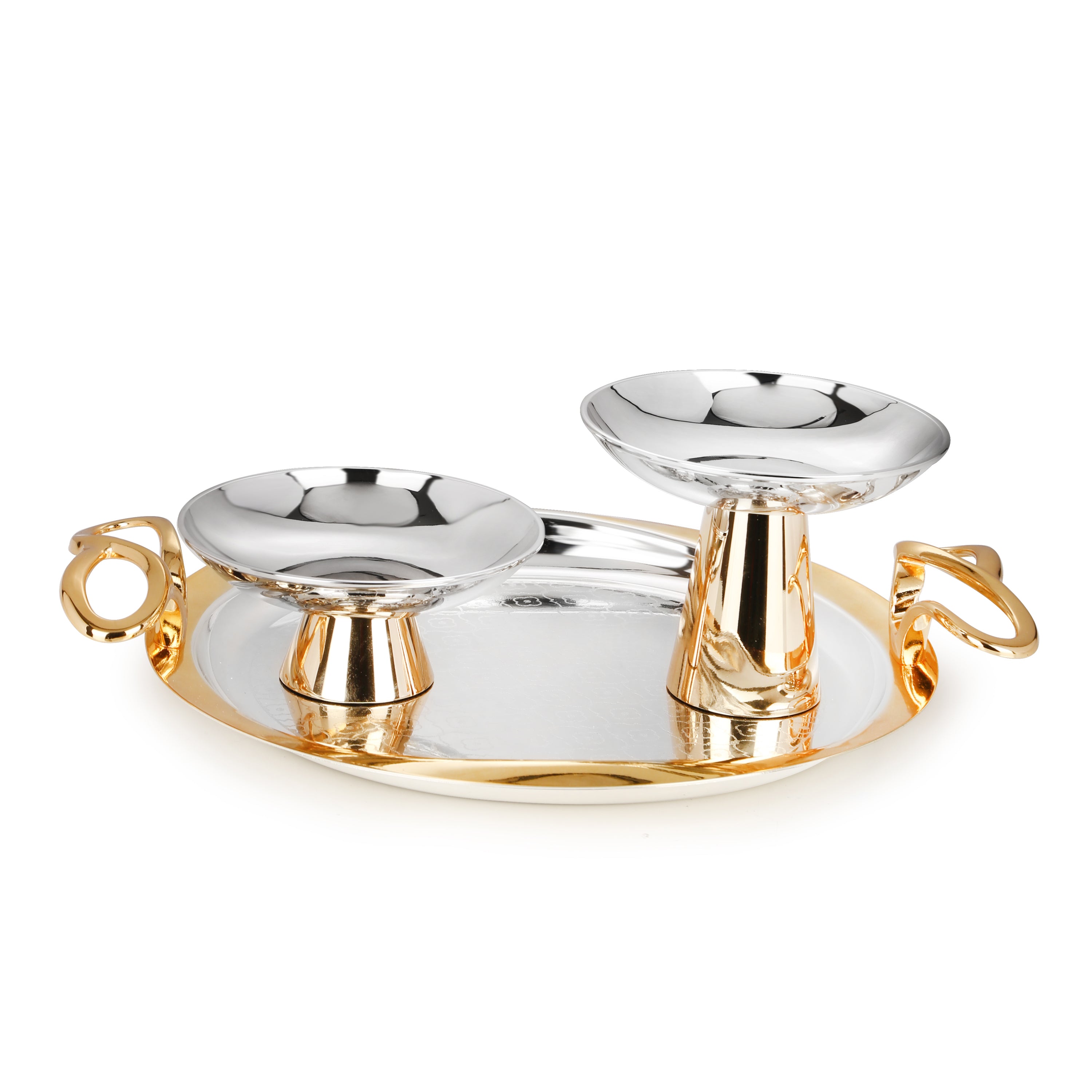 Self Design Round Tray Designer Handle with Big & Medium Server