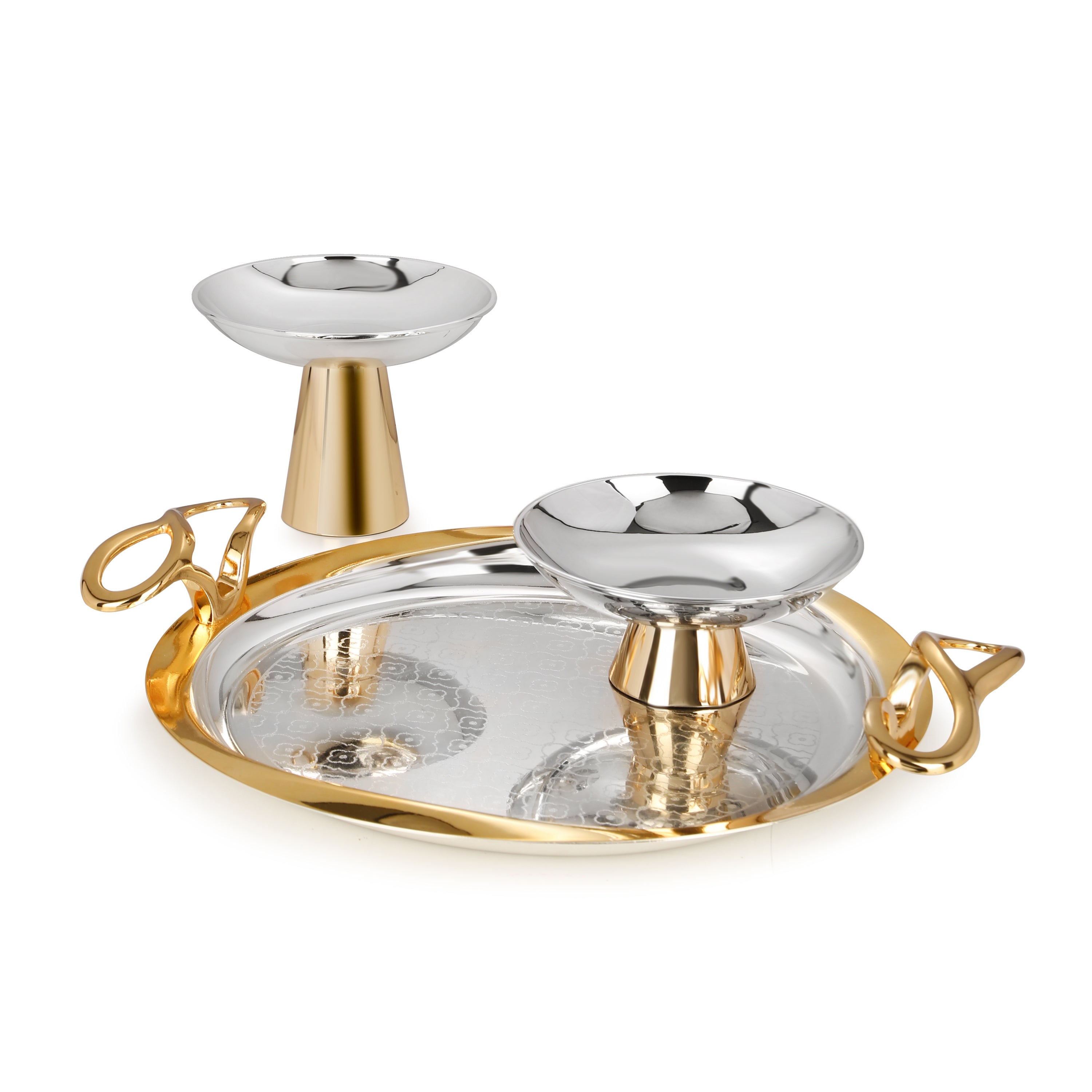 Self Design Round Tray Designer Handle with Big & Medium Server