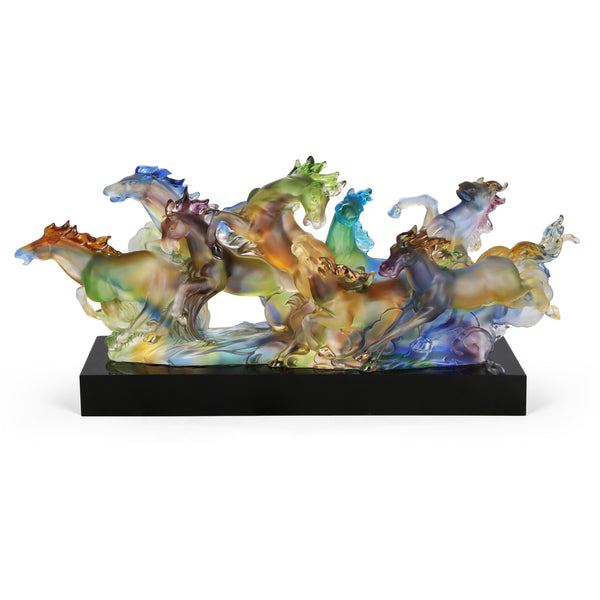 Hues in Motion Crystal Running Horses Sculpture (H24CM)