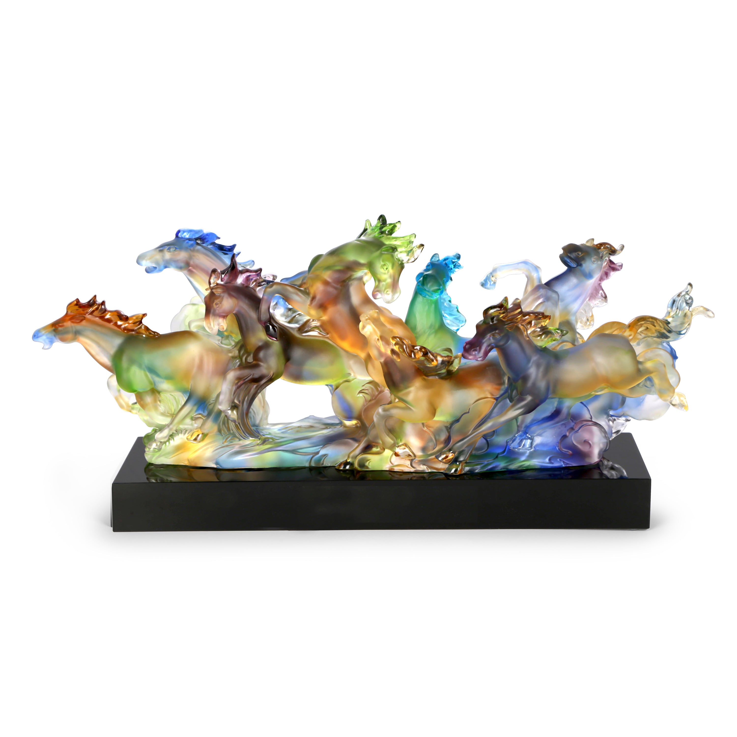 クリスタル　Running Horse Hues in Motion Crystal Running Horses Sculpture (H 24CM)