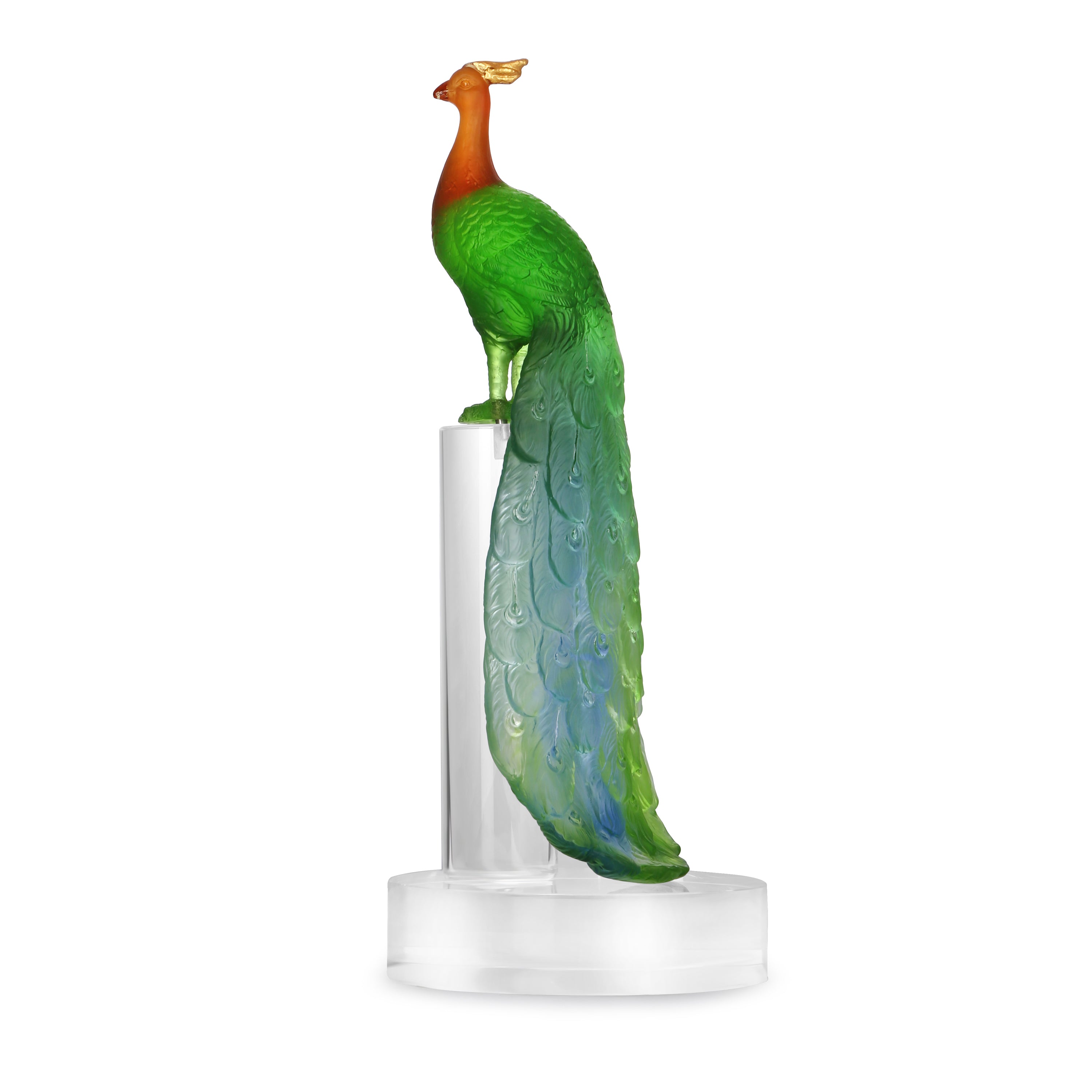 Sapphire Peacock Crystal Sculpture (H-31CM)