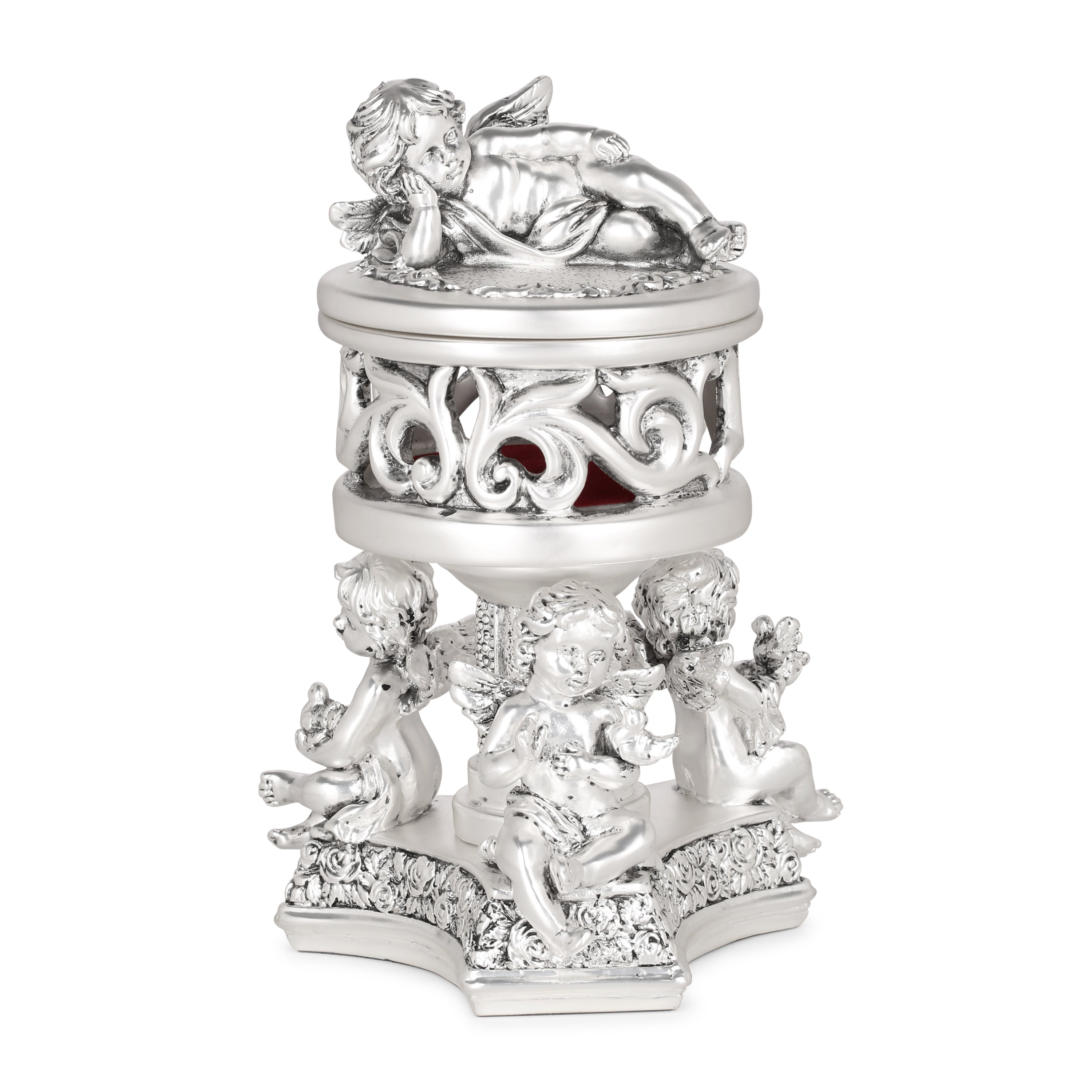 4 in 1 Angel Center Piecs With Lid Silver Glossy