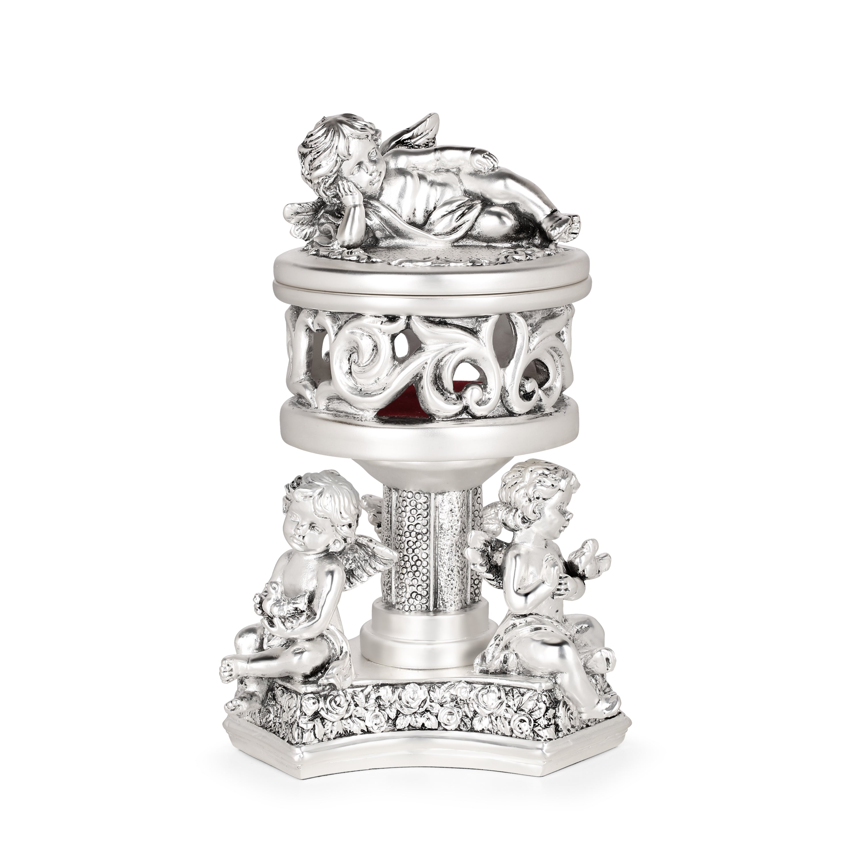 4 in 1 Angel Center Piecs With Lid Silver Glossy