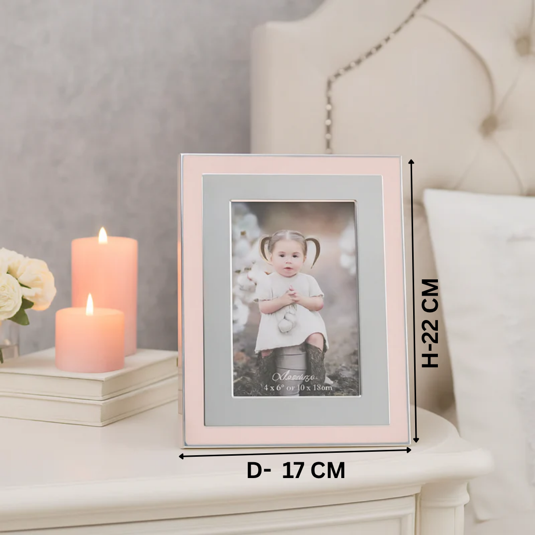 Pink & Silver Baby Photo Frame – 4x6 Inches