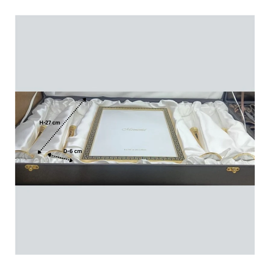 SET OF 4 CHAMPAGNE FLUTE WITH ART DECO STYLE PHOTOFRAME (MZ-23401-401 + MZ-22203