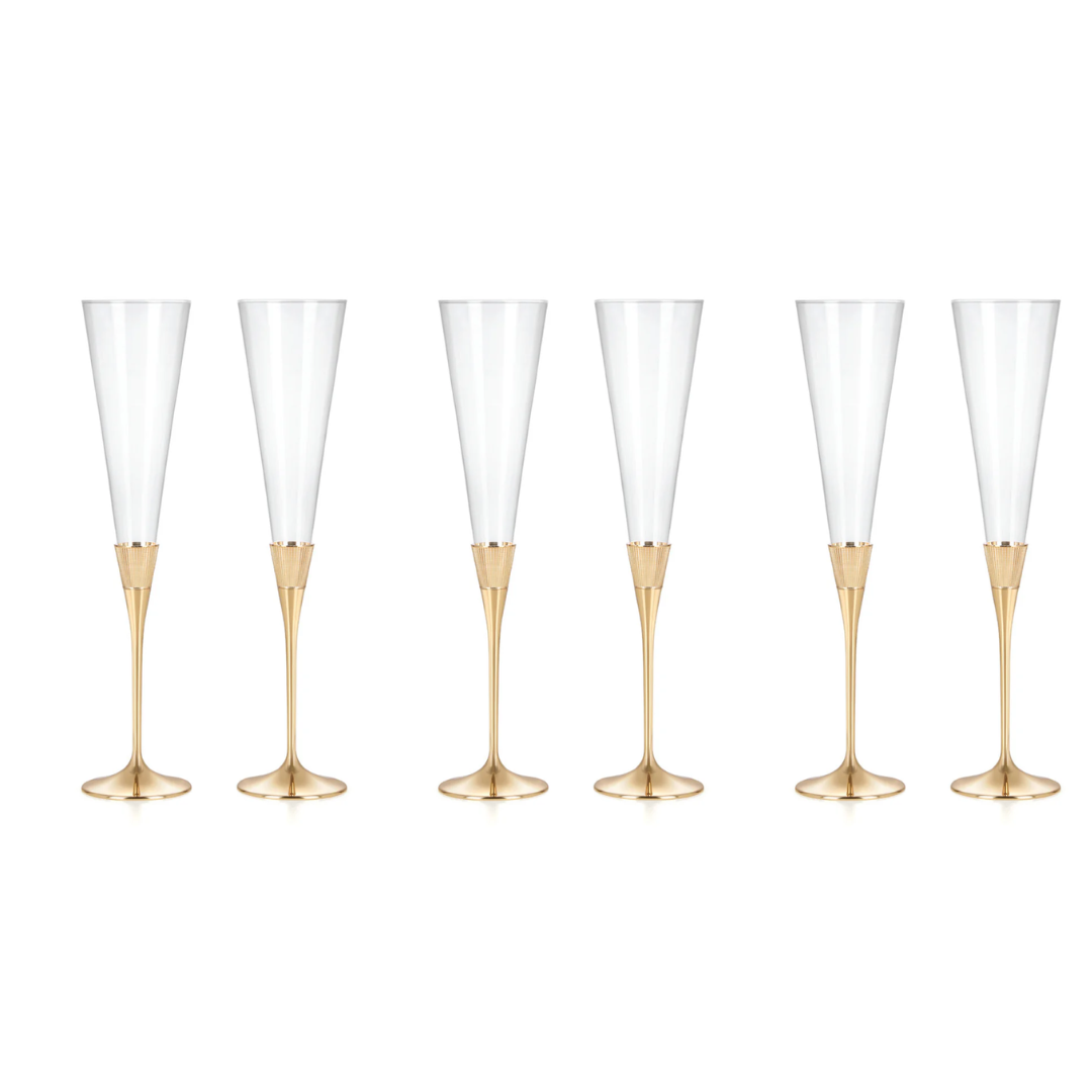 Set of 6 Champagne Flute Glasses