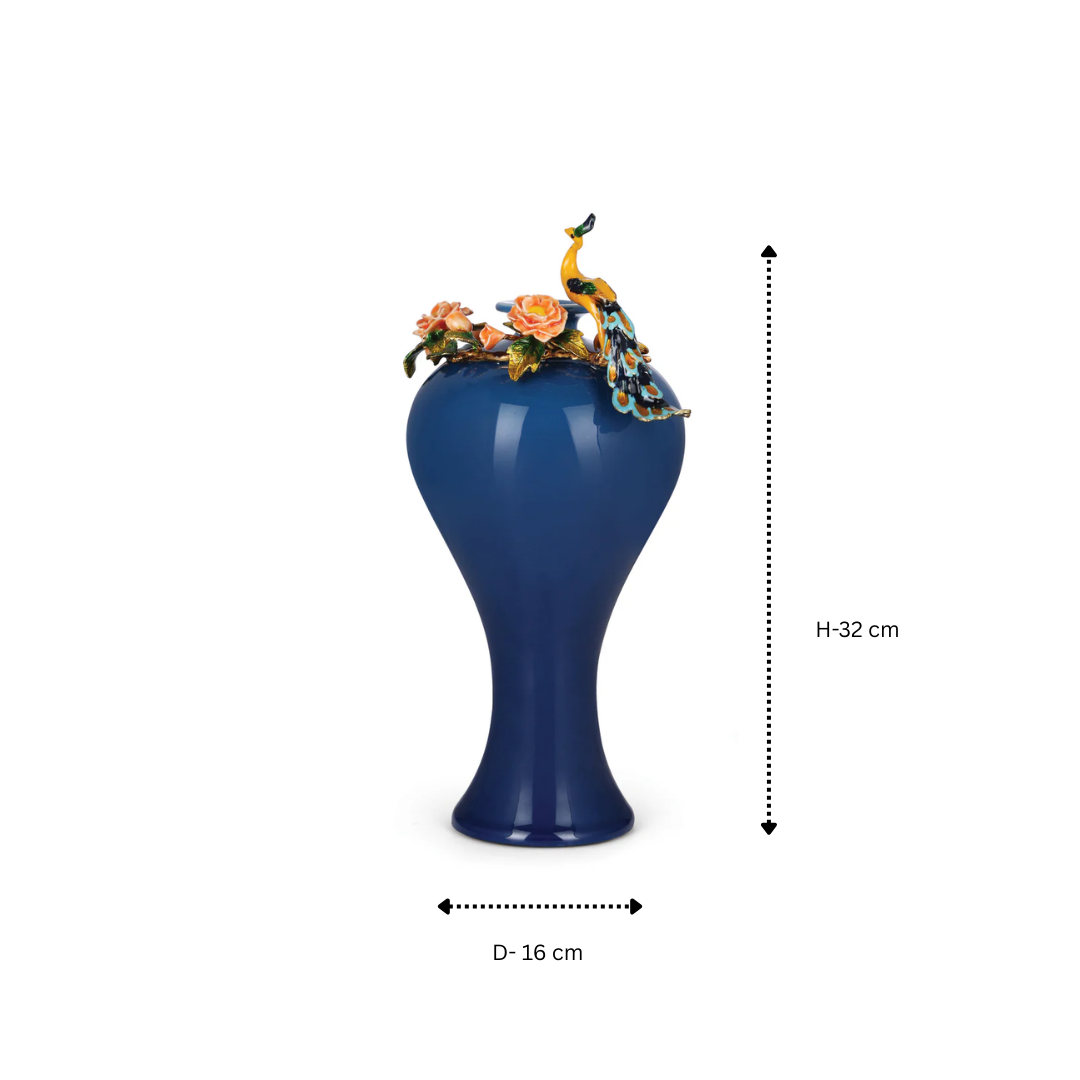 Peacock Blossom Blue Vase (TALL)