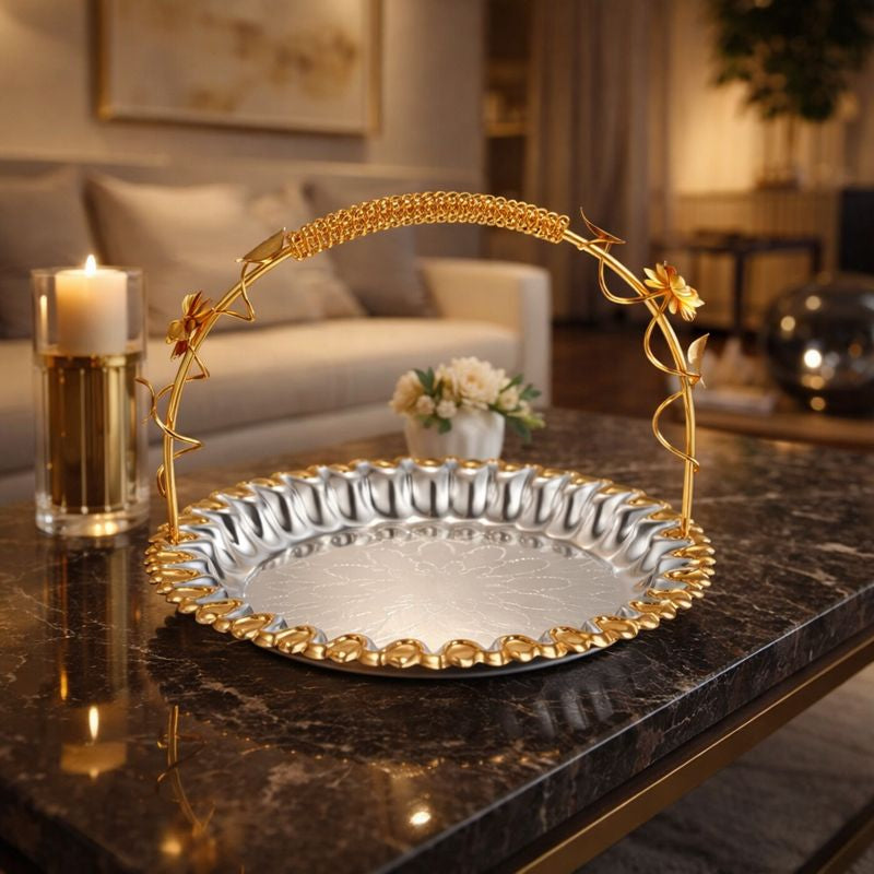 Flower Design Round Basket