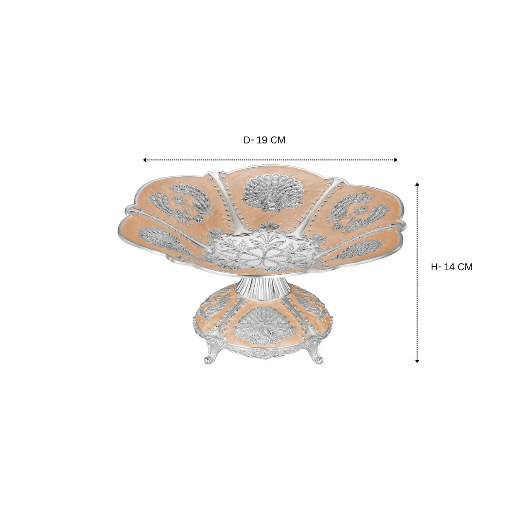 Peacock Galvanic Platter Metal Peach