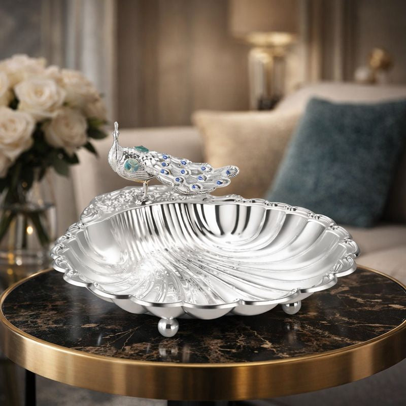 Sea Shell Platter with Peacock Green Large