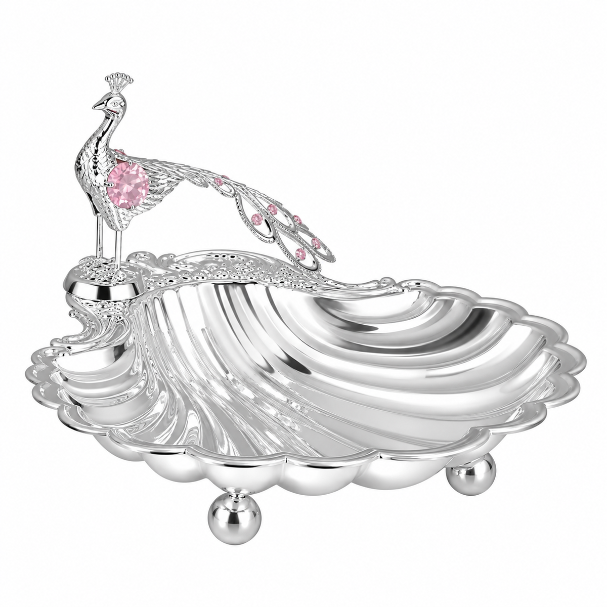 Sea Shell Platter with Peacock Small