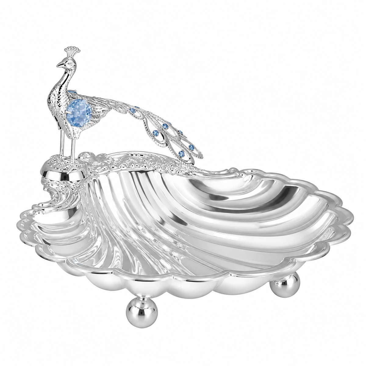 Sea Shell Platter with Peacock Small