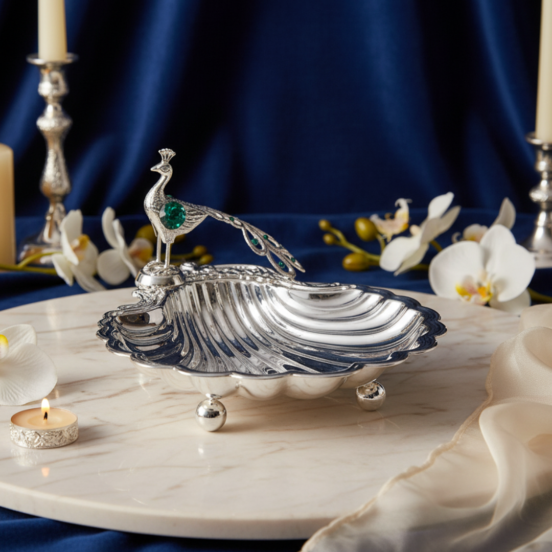 Sea Shell Platter with Peacock Green Small