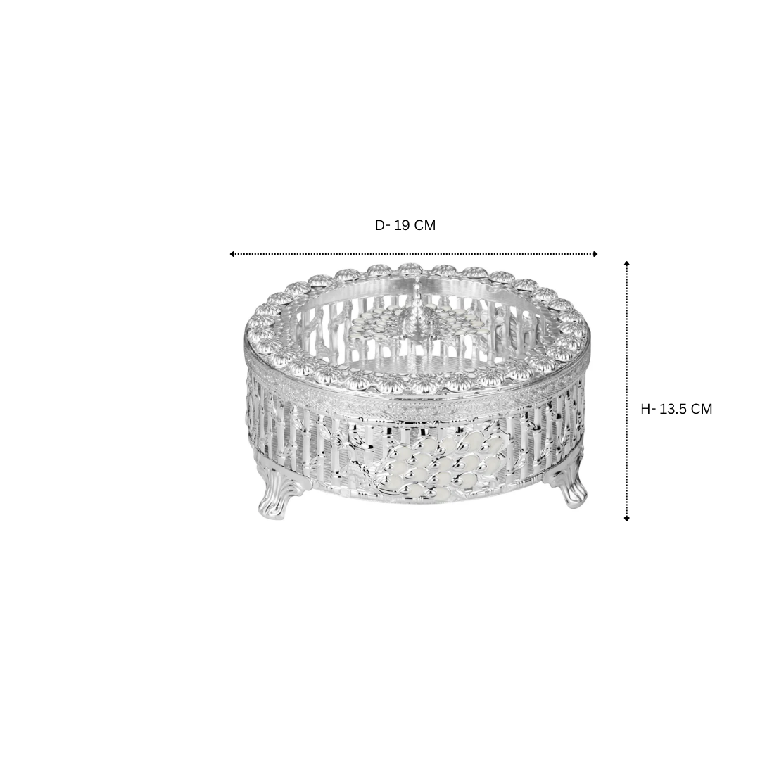 Peacock Lid Round Laddu Box White