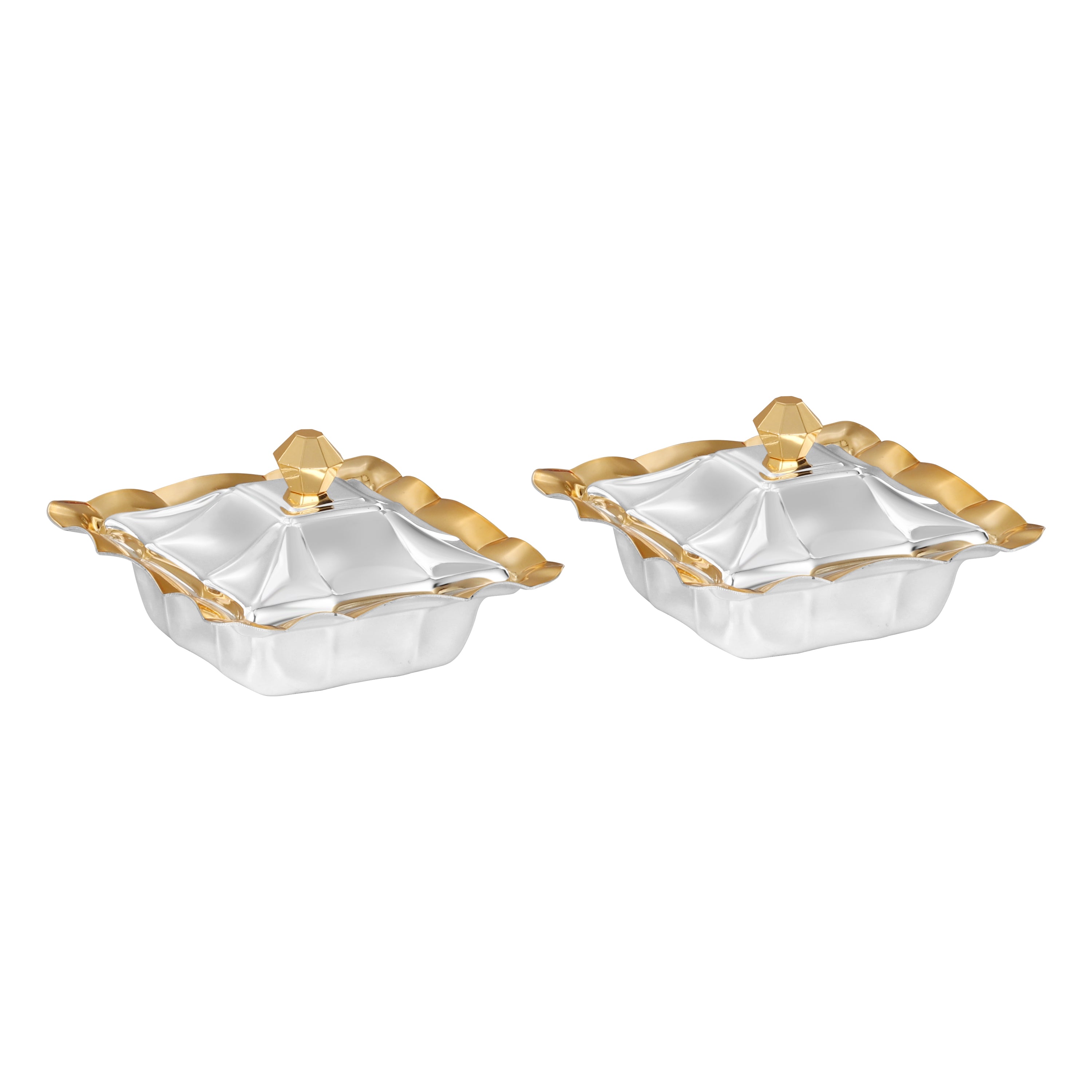 Wavy Design Bowl With Lid Dual Tone Small