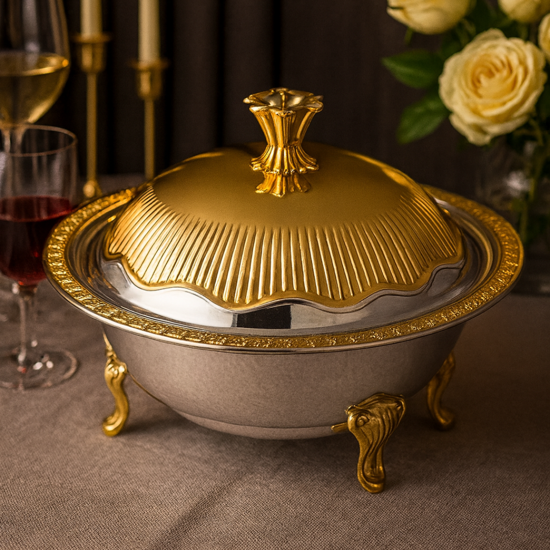 Round Mithai Bowl with stand & Lid