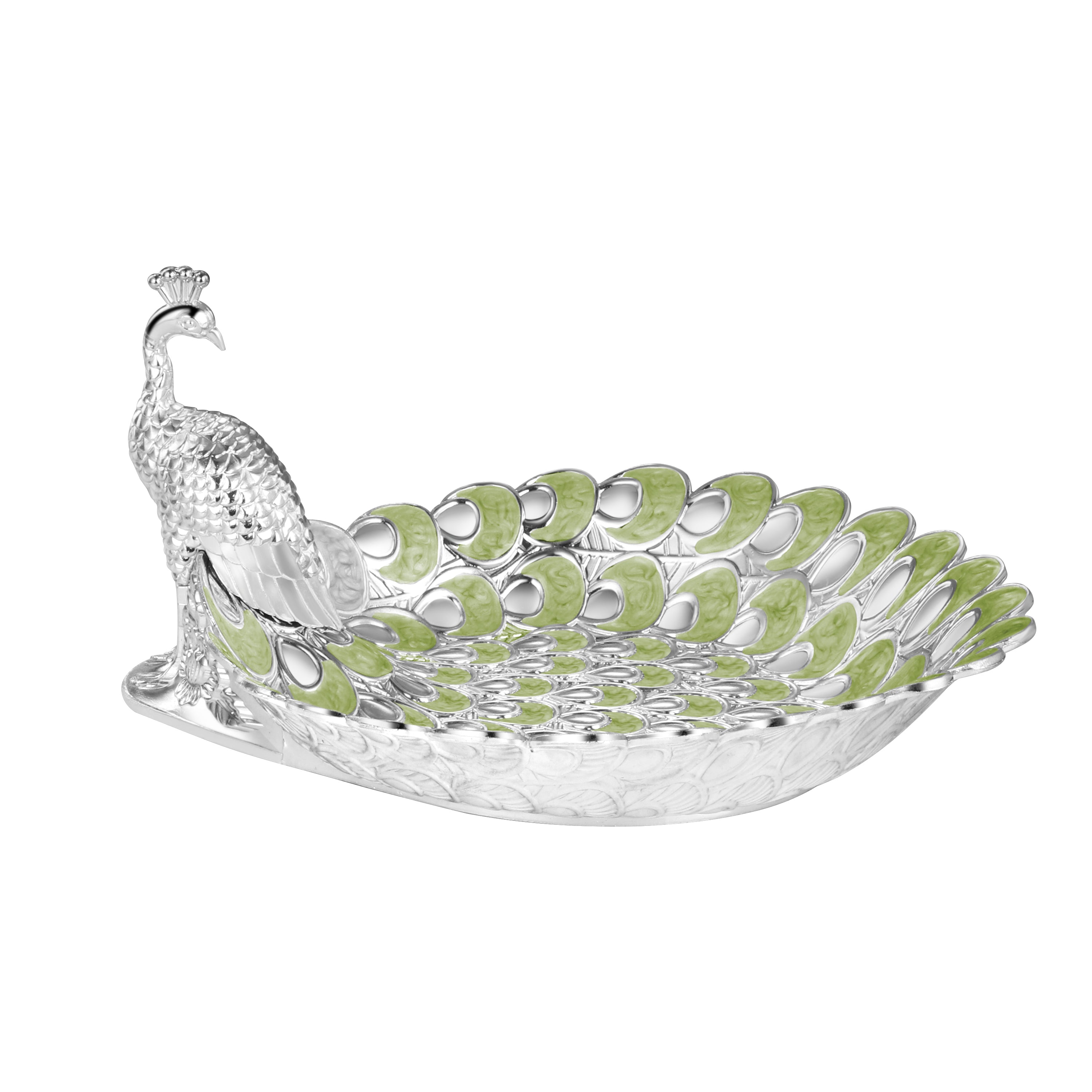 Platter with Peacock full Paste Green